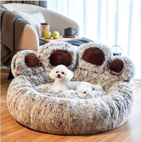 Winter warm bear paw dog and cat kennel, new creative and cute pet supplies, suitable for all seasons, factory wholesale and dropshipping.