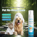 Pet dry shampoo foam mousse, no-rinse shampoo, dog and cat shampoo, long-lasting fragrance.