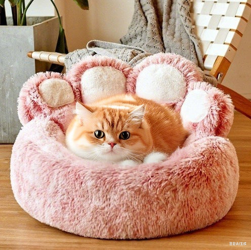 Winter warm bear paw dog and cat kennel, new creative and cute pet supplies, suitable for all seasons, factory wholesale and dropshipping.